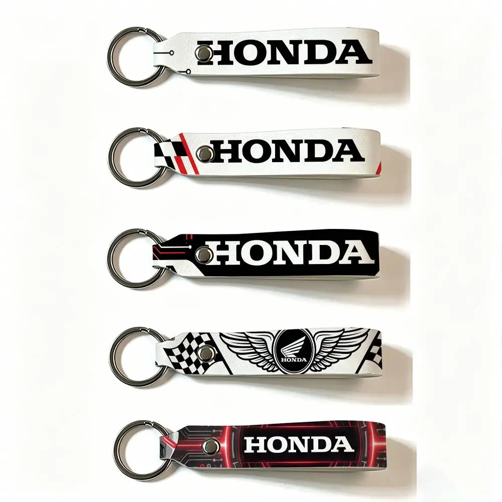 

FOR HONDA RACING RIDE PU Leather Keychain Minimalist Key Holder Durable Key Organizer Car Keys Bag Accessories Gift