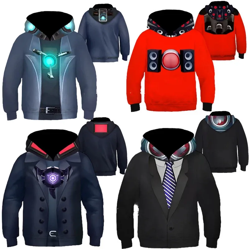 qq45Child Skibidi Toilet Titan SpeakerMan TV Man Hoodie Cosplay Game Cameraman Sweatshirt Funny Halloween Costume For Kids Cloth
