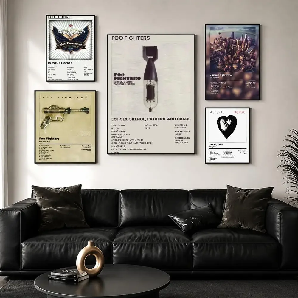 Classic Band Album Foo F-Fighters Poster Decorative Wall Art Sticker Mural Print for Bedroom Living Room Hallway Home Decor Gift