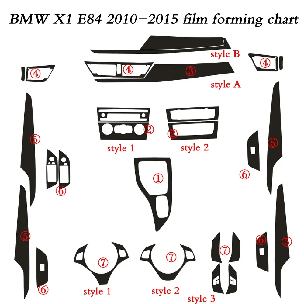 

Car-Styling New 3D/5D Carbon Fiber Car Interior Center Console Color Change Molding Sticker Decals For BMW X1 E84 2010-2015