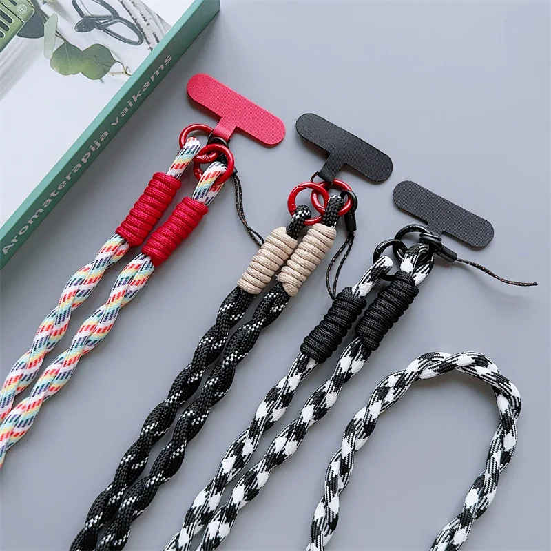 Mobile Phone Chain Double Twisted Fried Dough Twists Rope Mobile Phone Lanyard Diagonal Span Backable Lanyard Mobile Phone Rope