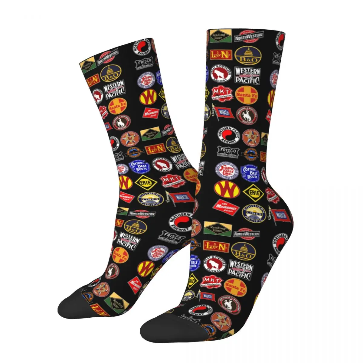 

Vintage Defunct Railroad Railway Logos - Trains Hobby Socks Harajuku High Quality Stockings All Season Long Socks Accessories