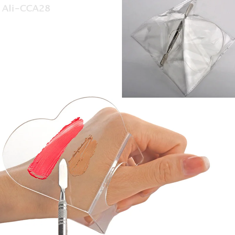 

1 Pcs Acrylic Makeup Palettes Mixing Tray Clear Hand-Held Love Heart Palettes For Cosmetics Nail Art
