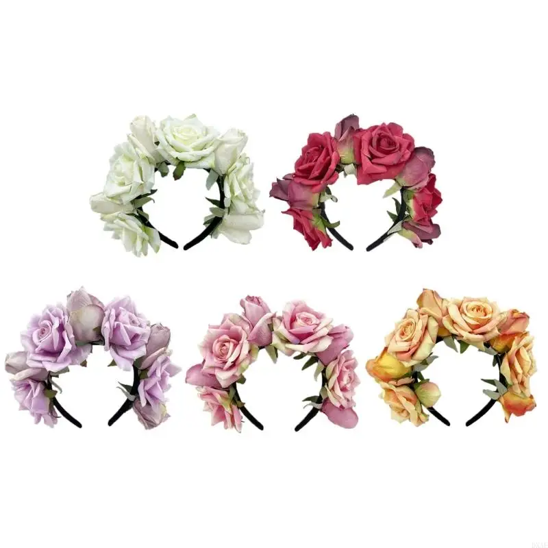 DXAE Elegant Flower Hairband Bohemian Headband for Girl Trend Model Show Performances Wedding Party Jewelry