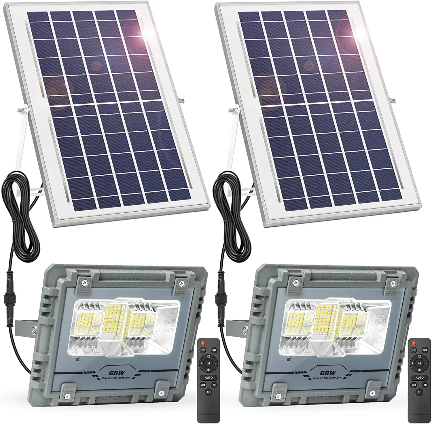 

IP67 Waterproof Outdoor Security Lights 60w Dusk to Dawn Led Solar Flood Light With Remote Control