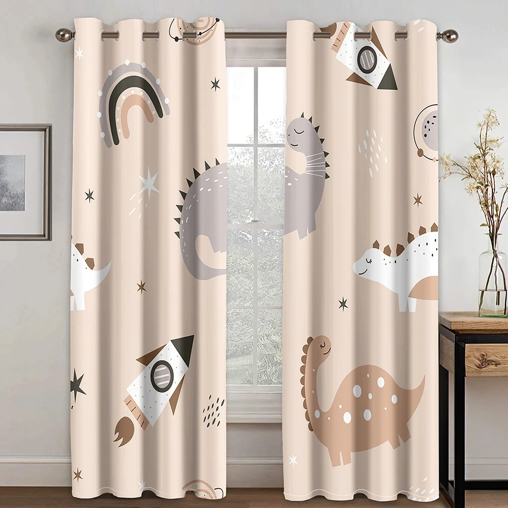 Cartoon Boys Lovely Dinosaur Curtains Colorful Safari Wildlife Funny Animal Child Dinosaur Curtains for Kids Bedroom Living Room