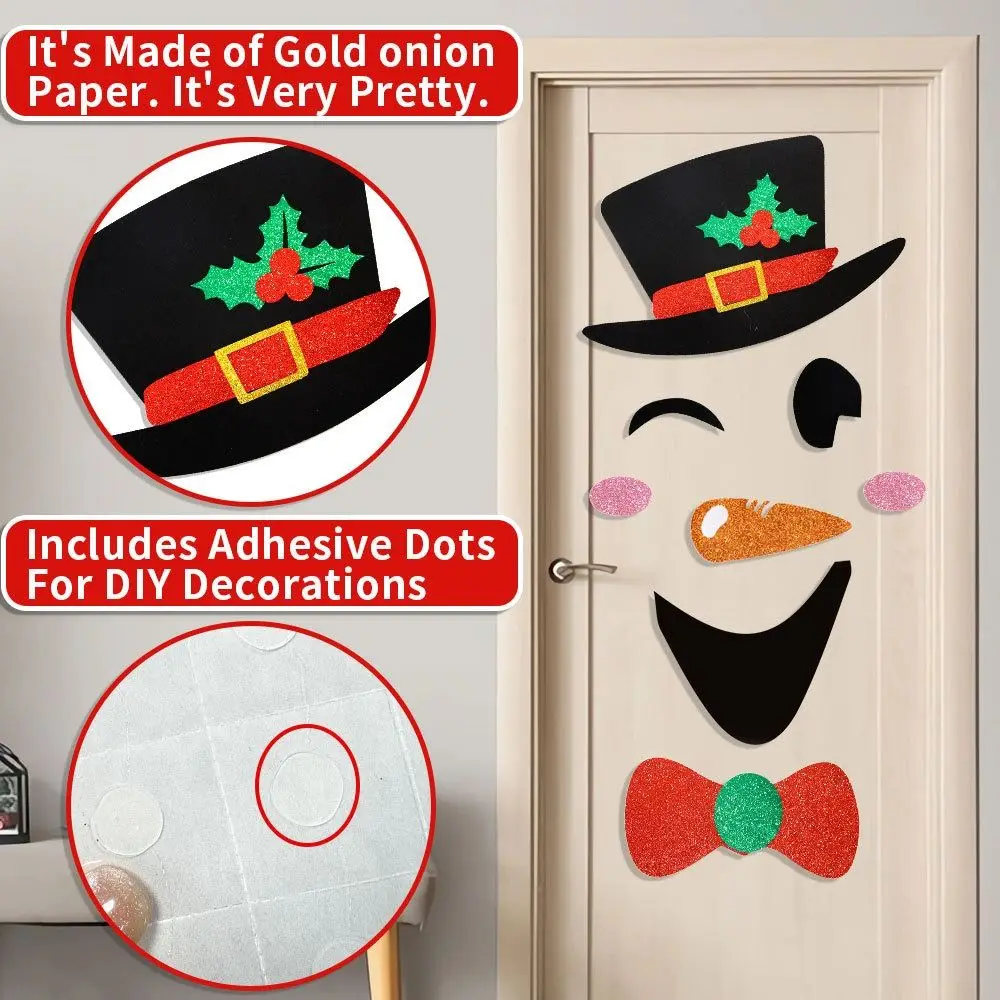 2 Set Cartoon Christmas Felt Door Sticker Elk Christmas Tree Snowman Funny Santa Claus Window Sticker Exquisite