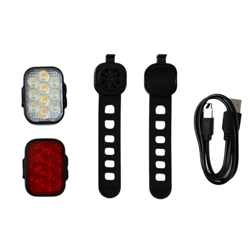 BAADE Set Lampu Sepeda Depan dan Belakang USB Pengisian Helm Gunung Lampu Depan Sepeda Jalanan Lampu Belakang