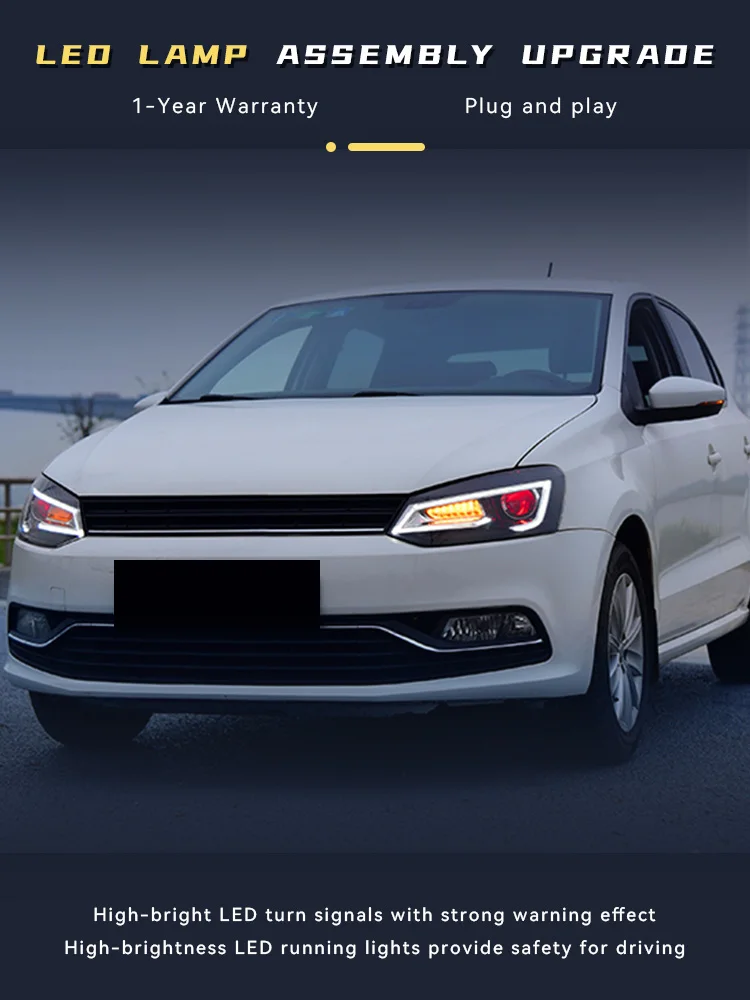 Head Lights For Volkswagen VW Polo 2011-2018 Modified Devil Eyes LED Headlight DRL Turn Signal Head Xenon Lamp Tool Accessories