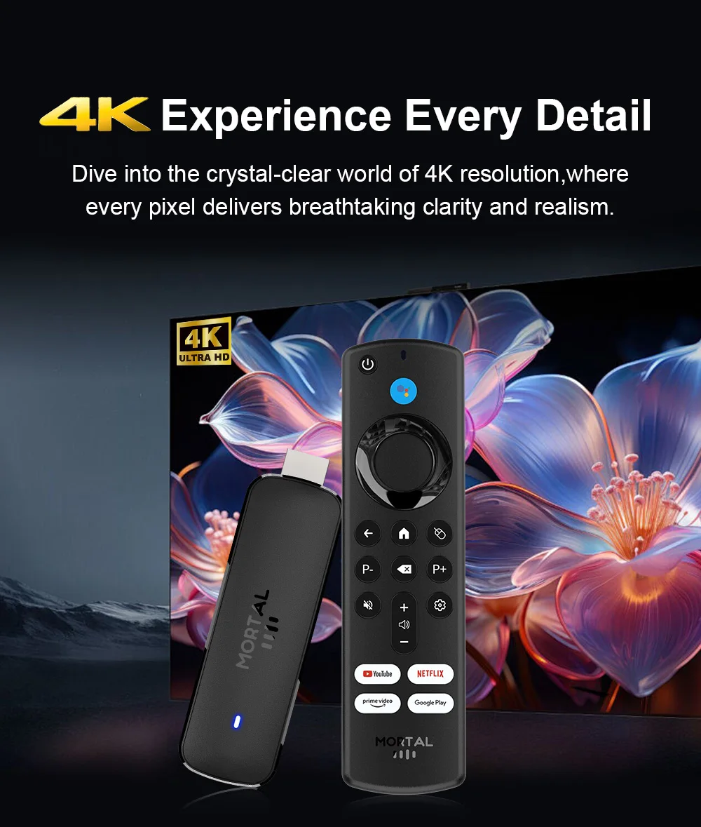 Mortal Q8 Android14 Smart TV Stick Allwinner H313 Google play tiktok DUAL 2.4 / 5G واي فاي BT5.0 4K Smart Electronic Set Top Stick