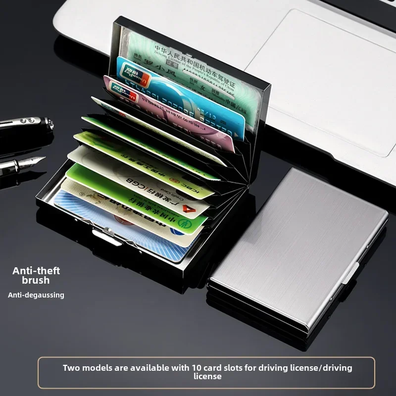 

Multifunctional Stainless Steel Card Box for ID Credit Card Storage Organizer Blocking Case Protector Wallet with 6/10 Slot