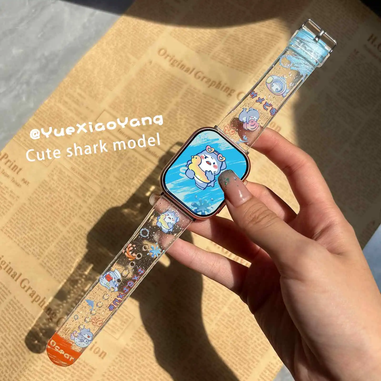 

Transparent Glitter Powder Print Strap for Apple Watch 10 9 8 Band Replaceable Bracelet for iWatch 42mm 41mm 40mm 38mm Watchband