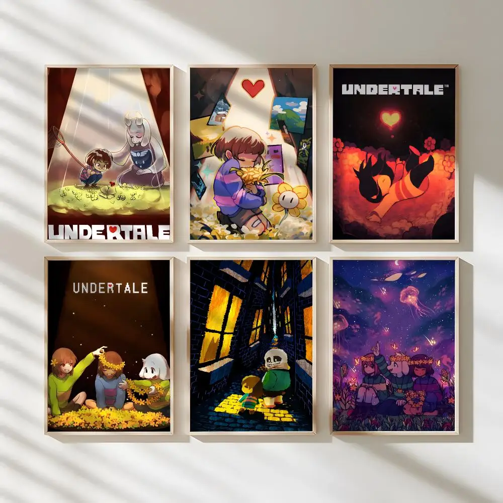 Video Game U-undertale Painting Calligraphy Waterproof Canvas Art Wrinkle Free Wall Hanging For Home Living Room Bedroom Decor