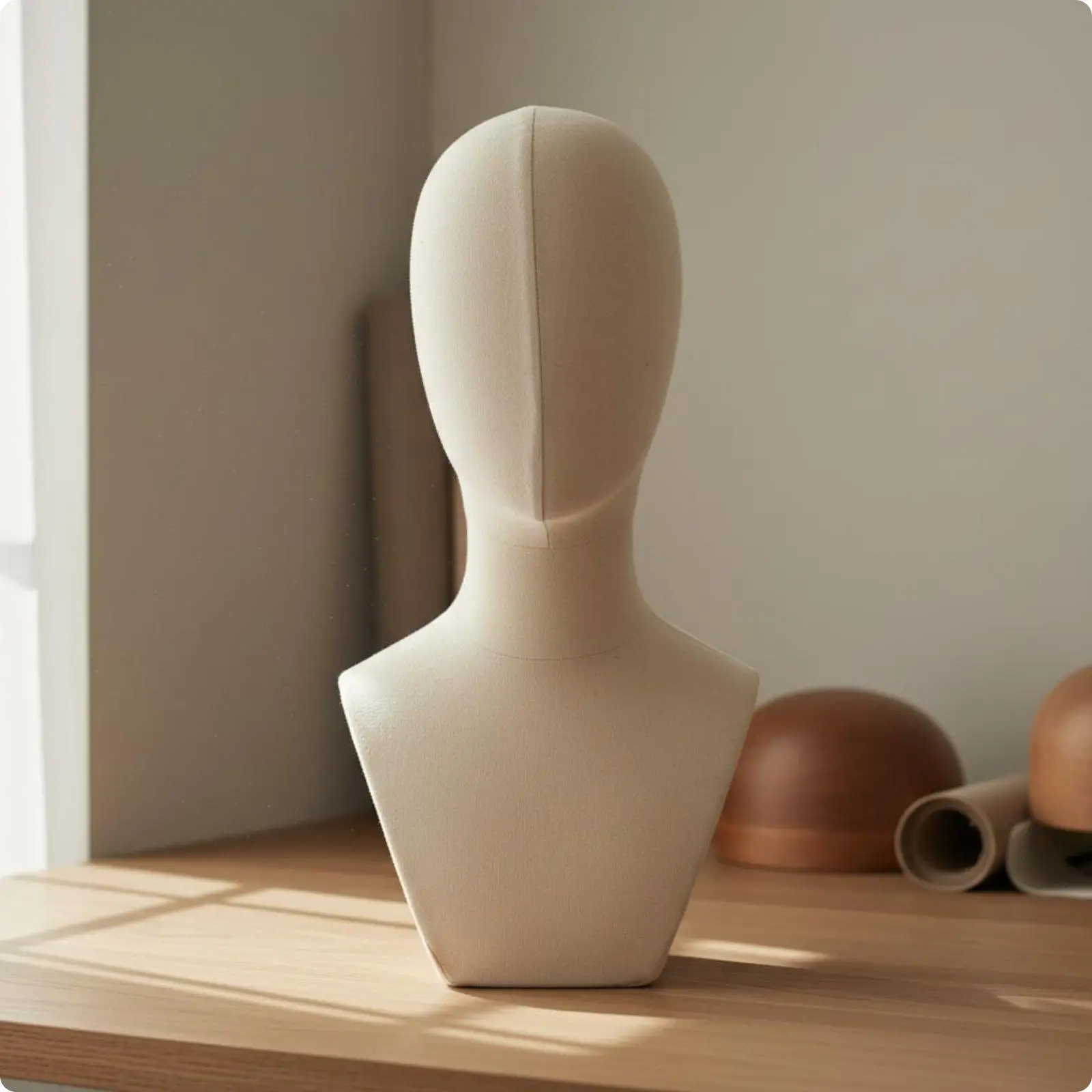 Long Necked Bust Stand cloth Covered Hat Display Head Stable Base Headwear Display Stand for Salon