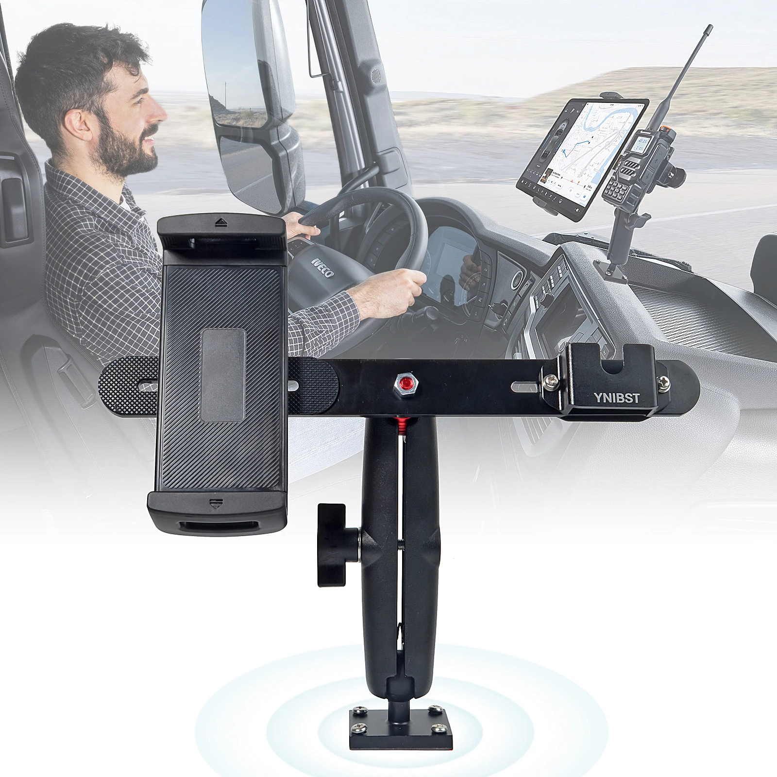 

Ручной держатель для микрофона CB-радио с автомобильным держателем для планшета для грузовика/автомобиля/лодки/транспортных средств, сверхмощная сверлильная база из алюминиевого сплава