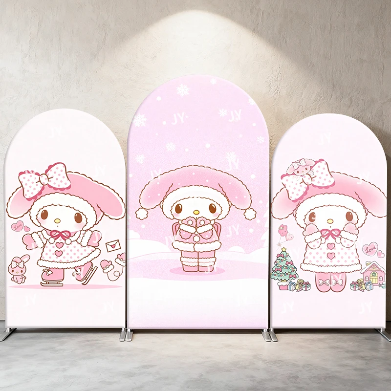 

My Melody Sanrio Arch Backdrop Cover Christmas Winter Style Cute Cartoon Birthday & Baby Shower Photo Booth Decor