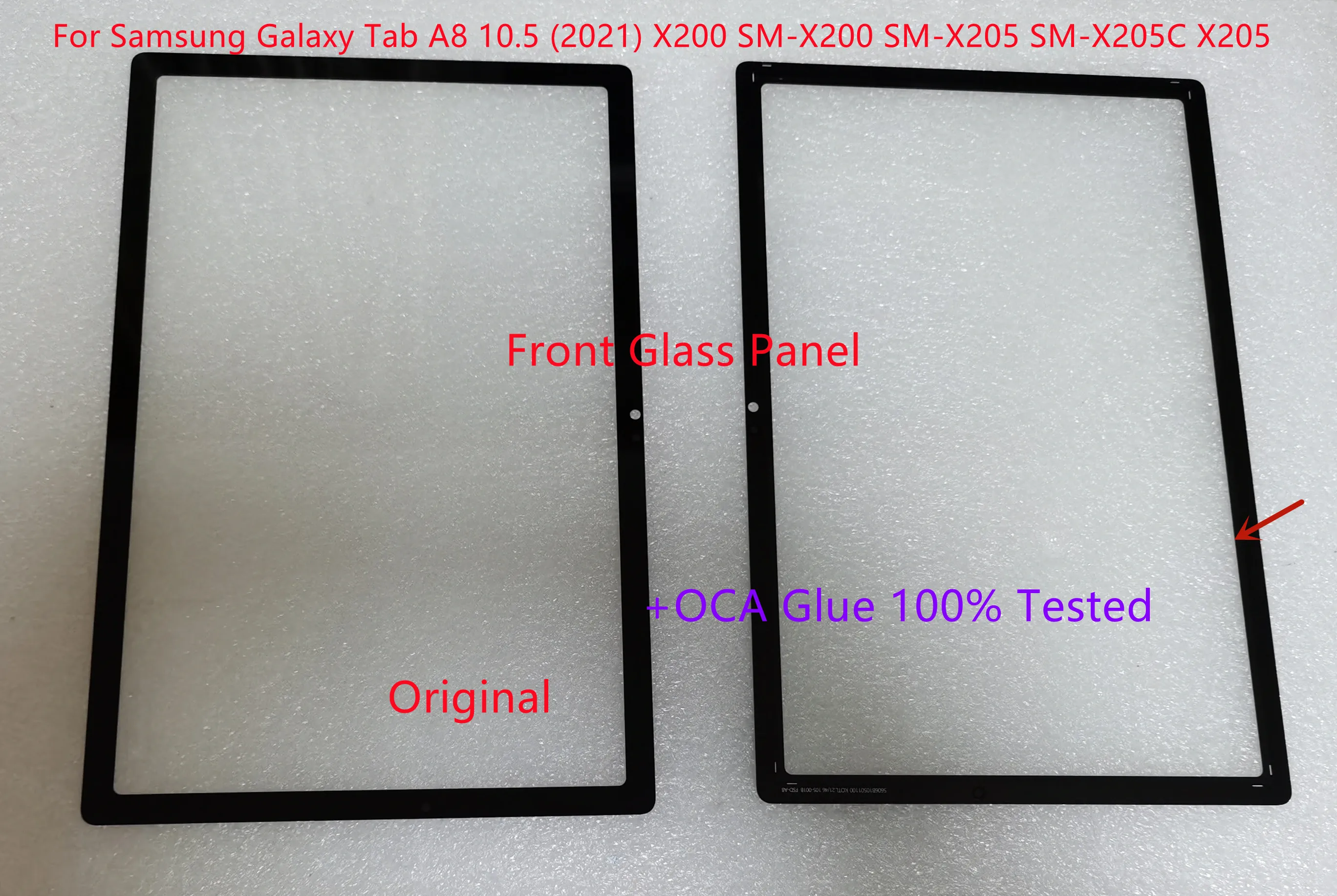 New For Samsung Galaxy Tab A8 10.5 (2021) X200 X205 SM-X200 SM-X205 SM-X205C Touch Screen Front Glass Panel Lens With OCA Glue