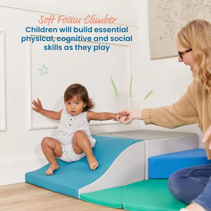 SoftZone Adventurer's Summit Slide, Corner Climber, Contemporary, 4-Piece