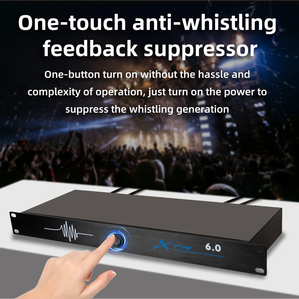 6.0 Feedback Suppressor with Toroidal Power Transformer Processor Speakers Audio System Sound Digital Signal 6 in 6 Out
