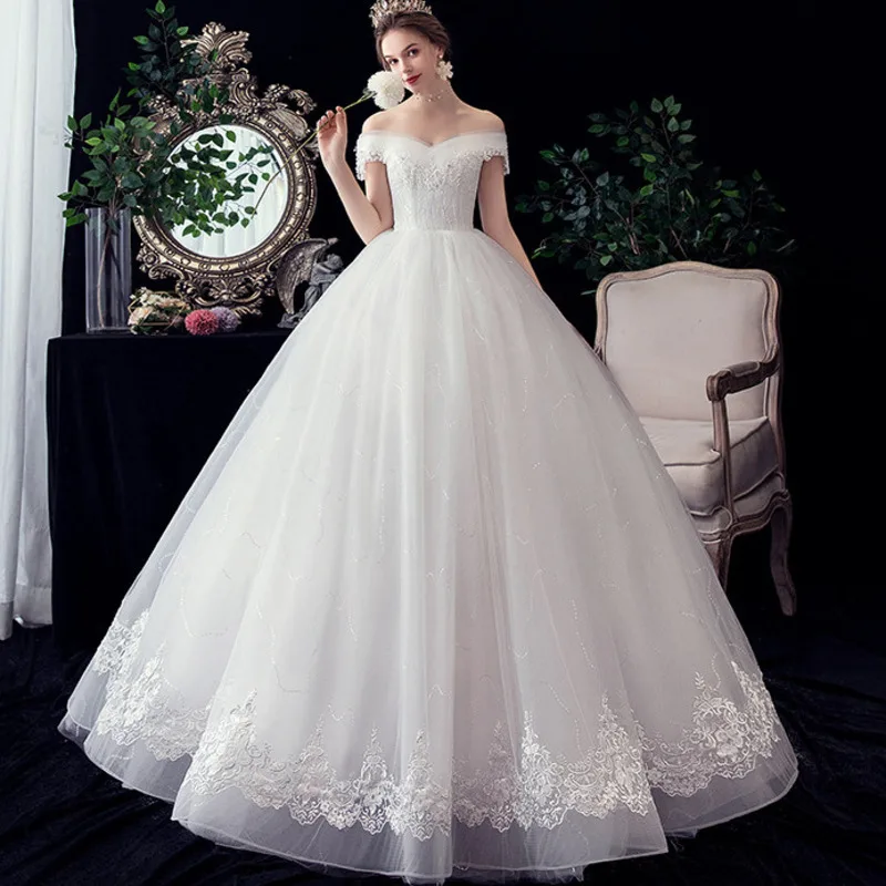 Dress Bride Dresses New Off-shoulder Lace Plus Size Wedding Gown Spring Vestido De Noiva Floor Length Gowns Cheap Wedding Dress