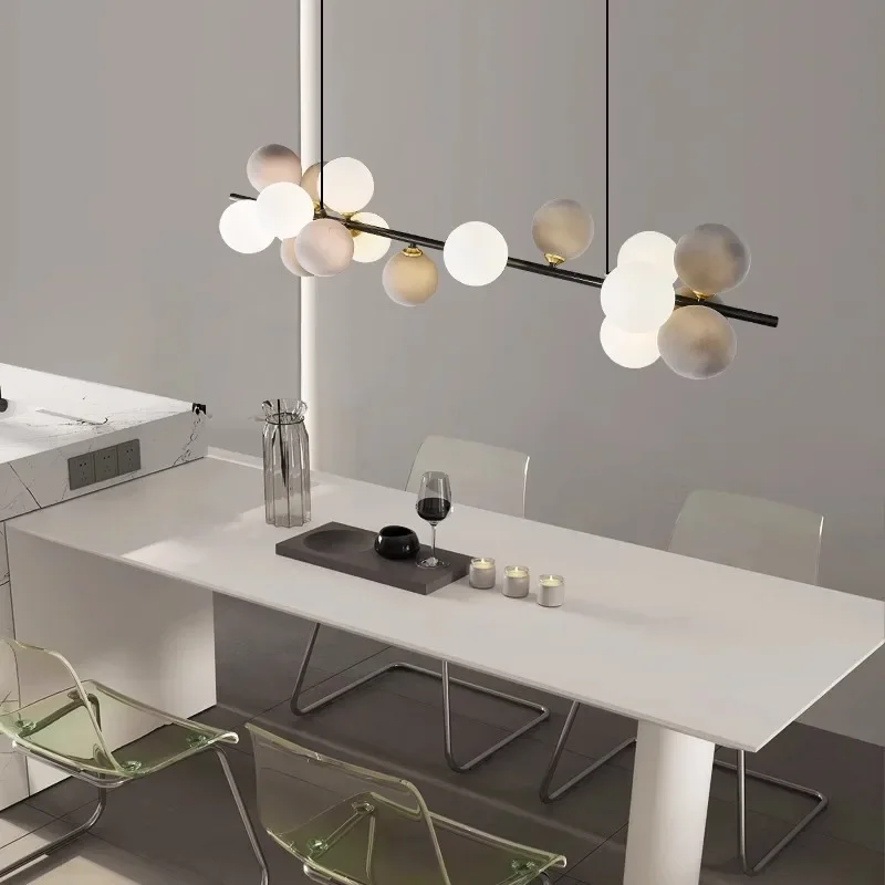 

SANDYHA Modern Grape Bubble Ball Chandelier Full Copper Pendant Lights LED Dining Table Lighting for Living Room Bedroom