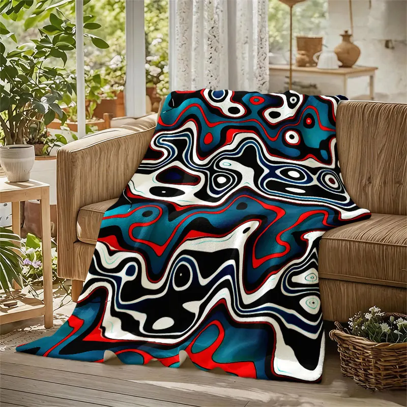 Abstract Liquid Swirl Flannel Blanket Warm Soft Halloween Christmas Decorative Couch Warm Cozy All-Season Gift