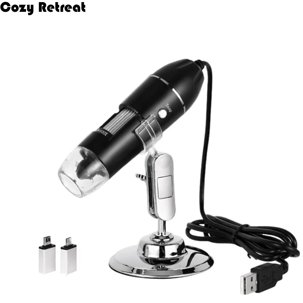 

Цифровой USB-микроскоп 3-в-1 с увеличением 1600X/1000X/500X, 8 светодиодами, портативная HD-камера для осмотра, многофункциональный