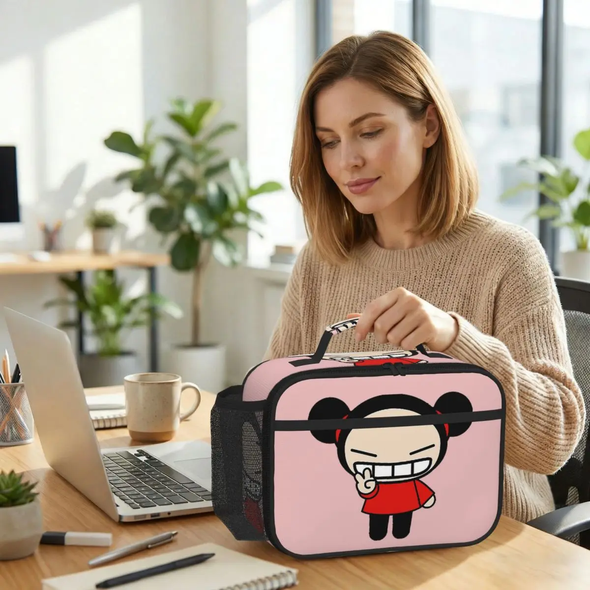 Cartoon Pucca Insulated Lunch Bag for Women Office Cooler Thermal Food Box Tote Leakproof Lunch Boxes Container