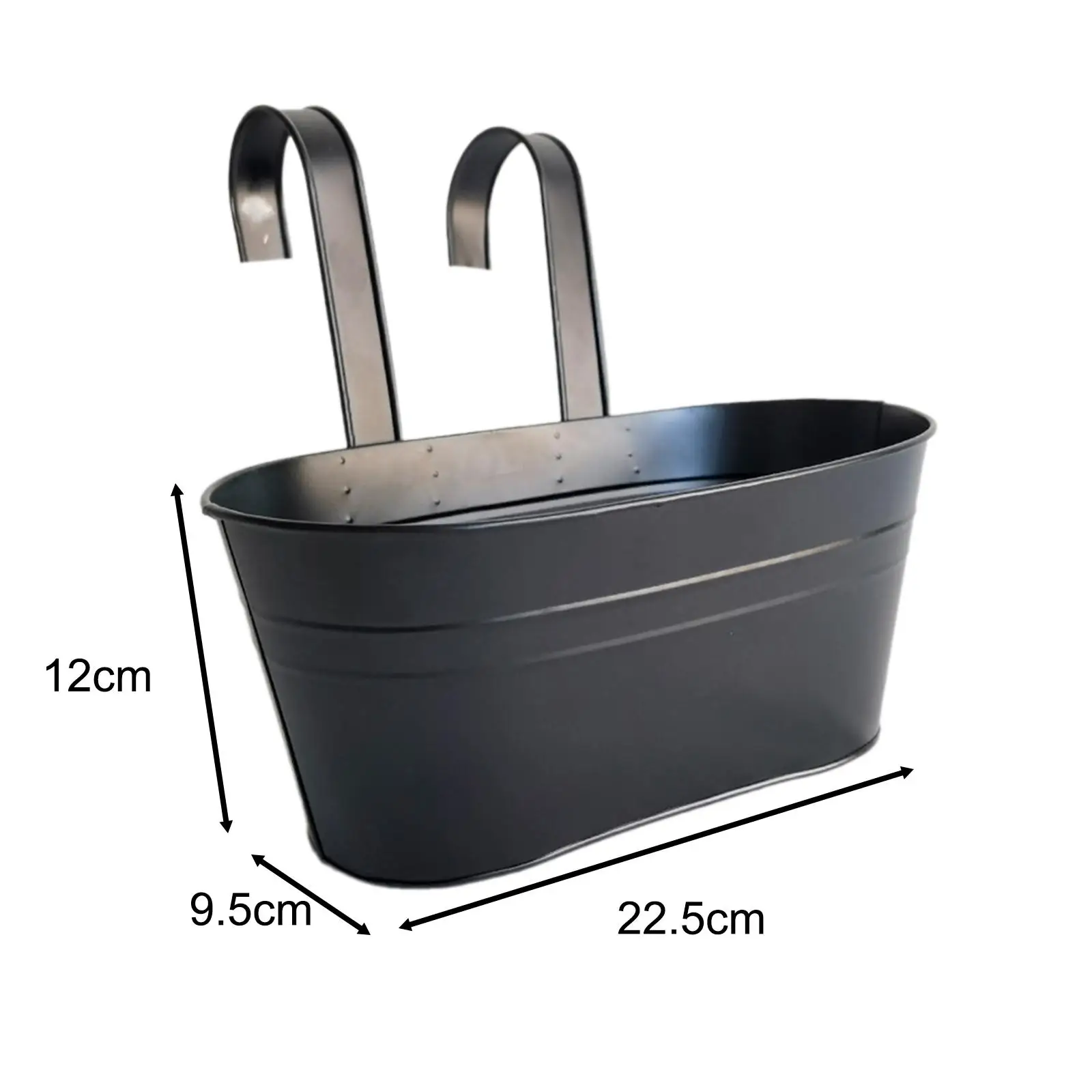 Iron Bucket Planter Hanging Flower Pot Patio Plant Pot Window Railing Flower Holder Detachable Hooks for Home Nursery Outside