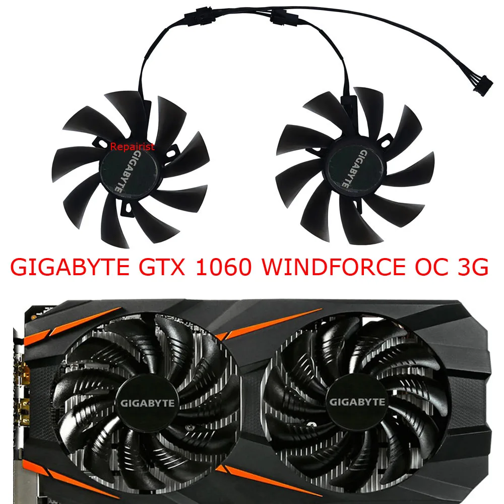 그래픽 비디오 카드 선풍기 GPU 쿨러, GIGABYTE RX 580 480 570 470 GTX 1070 1060 1050 Ti 용, T129215SU