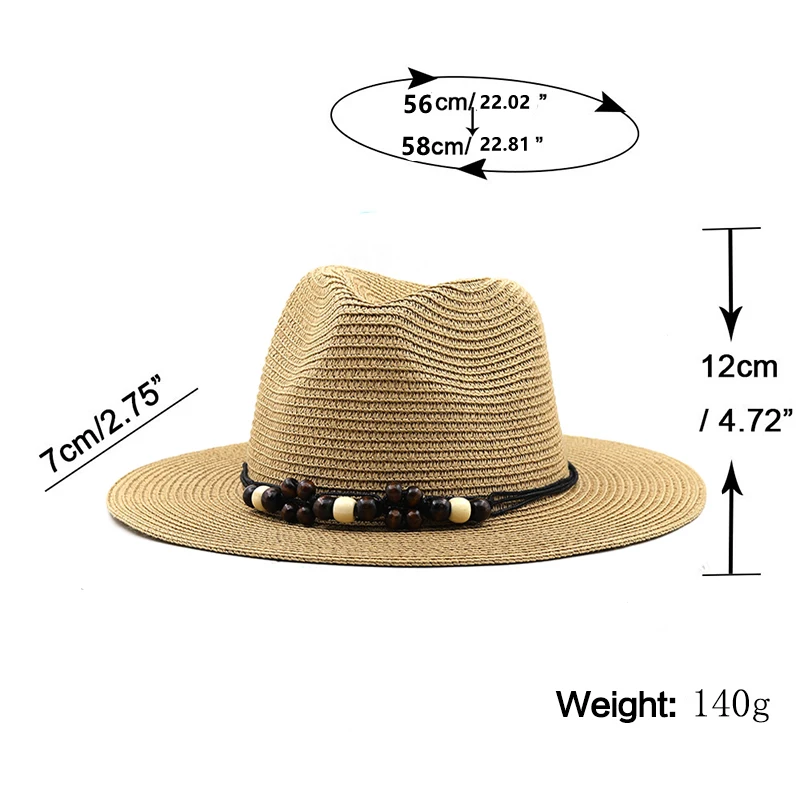 New Big Size 59-60CM Panama Hat Summer Sun Hats for Women Man Outdoor Beach Straw UV Protection Cap Chapeau Jazz Trilby Cap