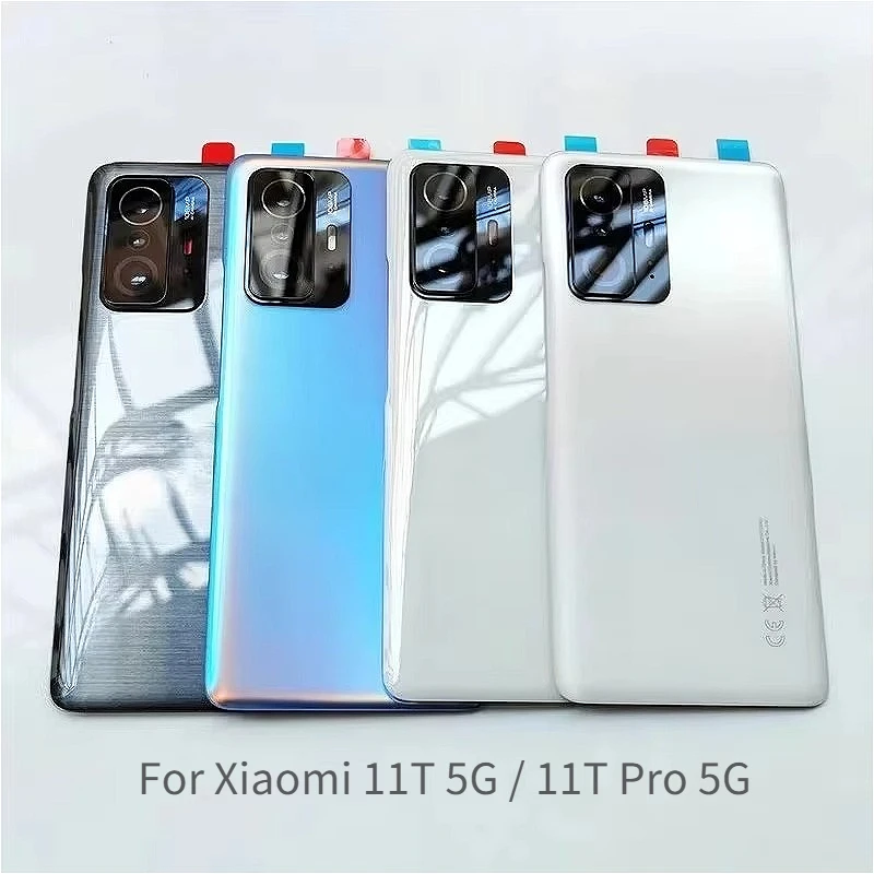 Glass Back Battery Cover For Xiaomi 11T 5G / 11T Pro 5G Rear Housing Replacement Parts With Camera Frame Lens