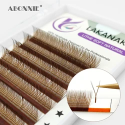 LAKANAKU High Quality Brown YY Eyelashes Extensions Brazilian Cilia and Faux Mink Y Volume Trays Cilios