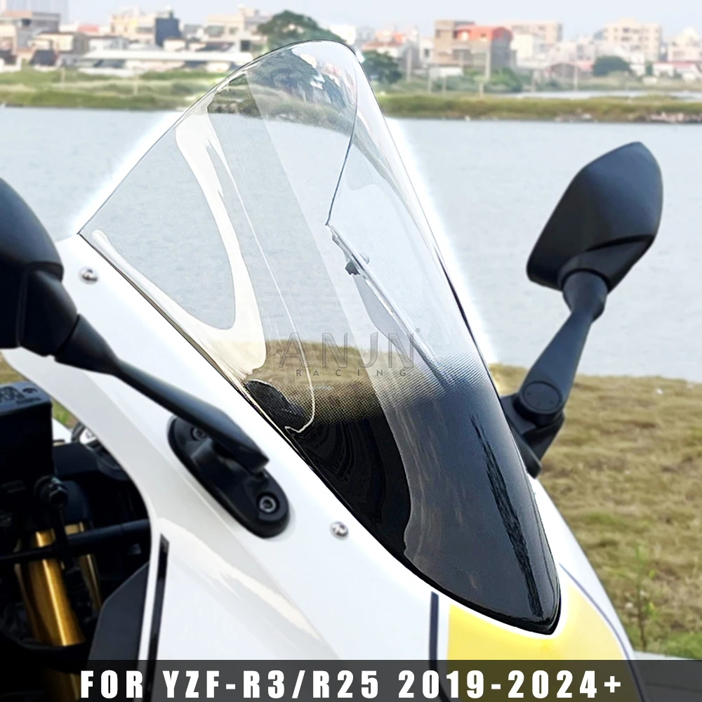 R3 RACE HIGH WINDSCREEN For YAMAHA YZF-R3 R25 V2 YZF 2019-2024 2021 2022 Sport Touring Windshield Double Bubble Deflector Series