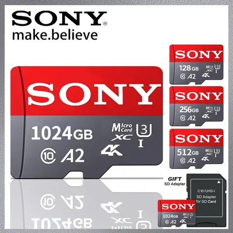 Bilashmart SONY SD Memory Card Extreme Micro TF SD Card 128GB 256GB 1TB 512GB A2 U3 V60 Flash Cards For Xiaomi Phone PC Camera
