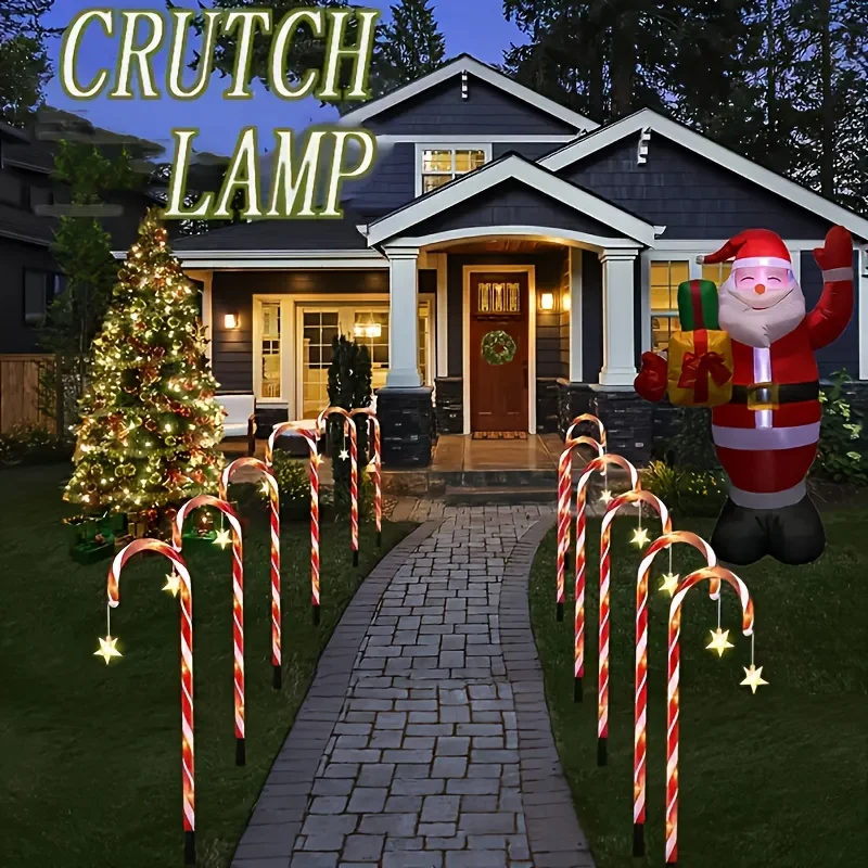 LED Solar Candy Cane Lights Waterproof Outdoor Decorative Lamp for Garden Patio Terrace Wedding Yard Path Xmas Party Ornaments