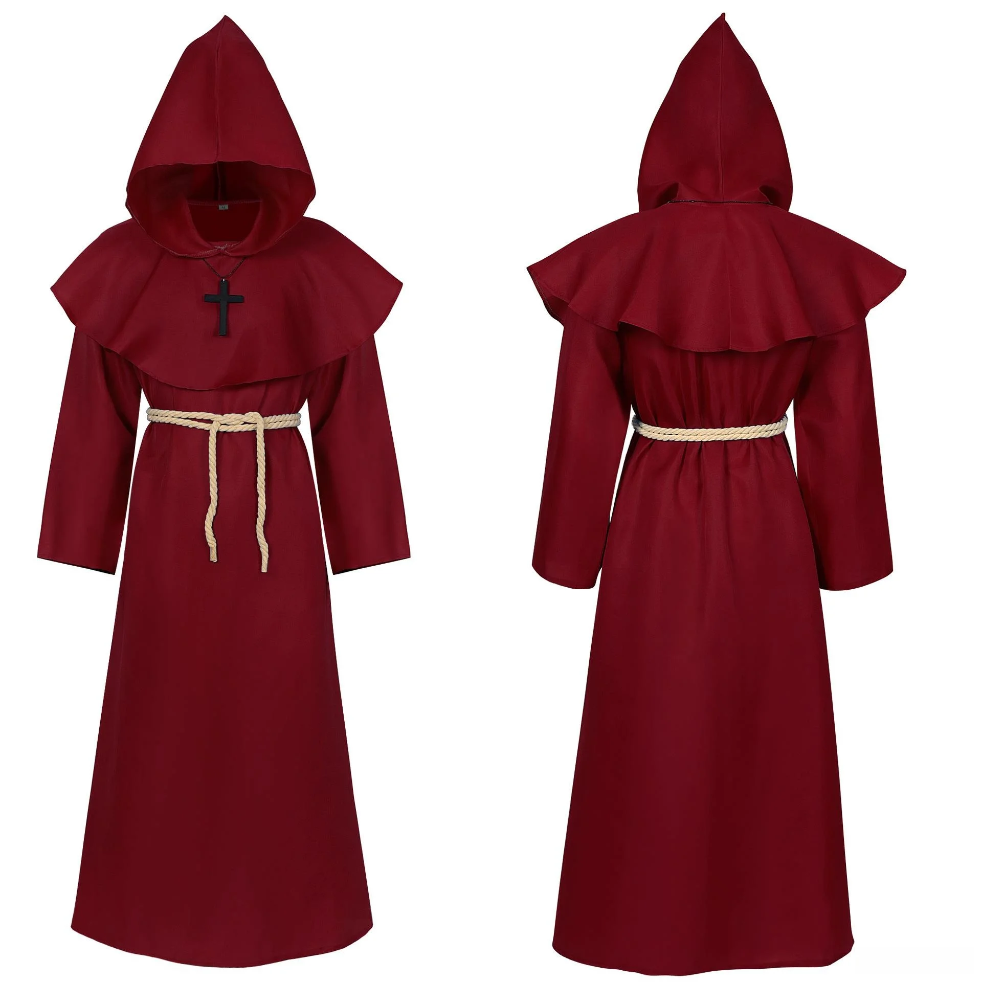 Medieval Halloween Death God Robe Vintage Long Robe Cosplay Party Role-playing Costume Men's Autumn Seven Sleeve Length view 4