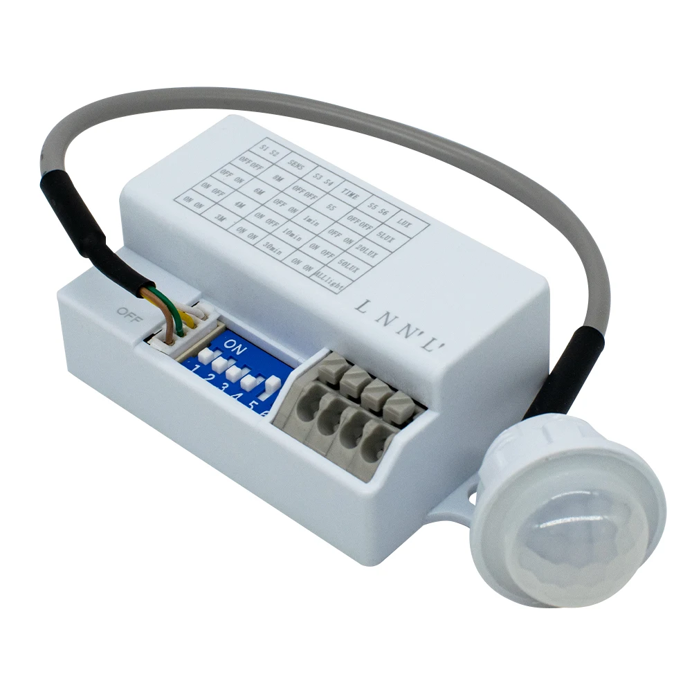 AC 90-265V 5.8G Auto Microwave Motion Sensor  1200W Radar Delay Sensing Range Light Intensity Adjust Auto Body Motion Detector