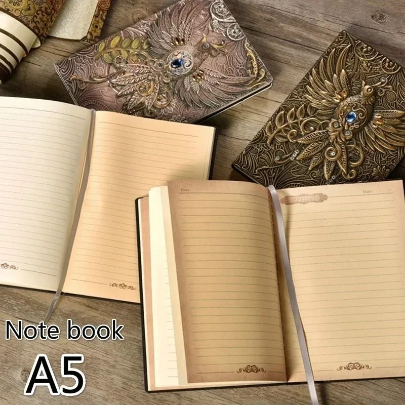 Unique Handmade Vintage Embossed Leather Printing Travel Diary Office Notebook Journal A5 Journal Notebooks School Stationery