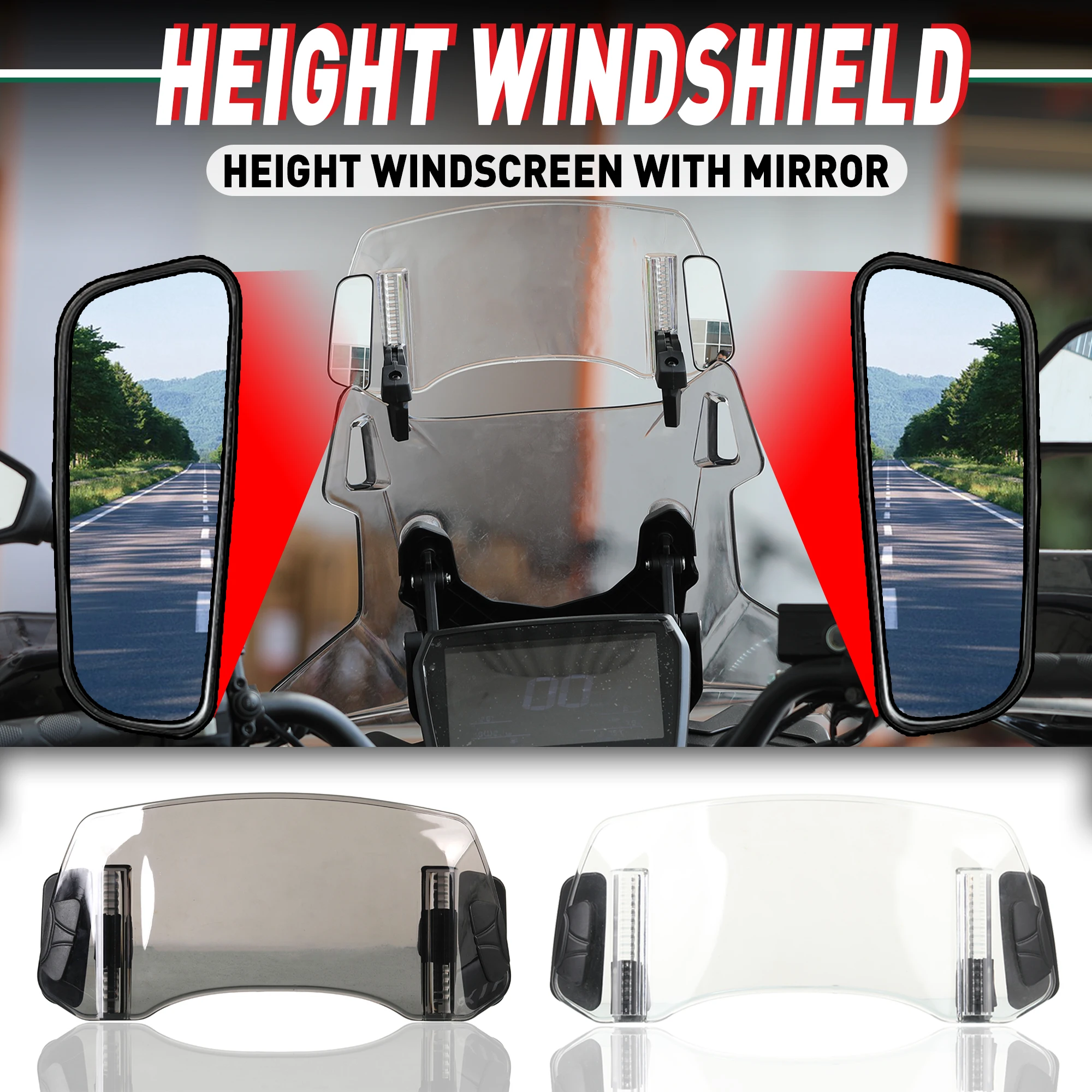 NEW Wind Deflector With Rearview Mirror FOR Husqvarna NORDEN 901 2022 2023 Adjustable Windscreen Windshield Shield NORDEN901