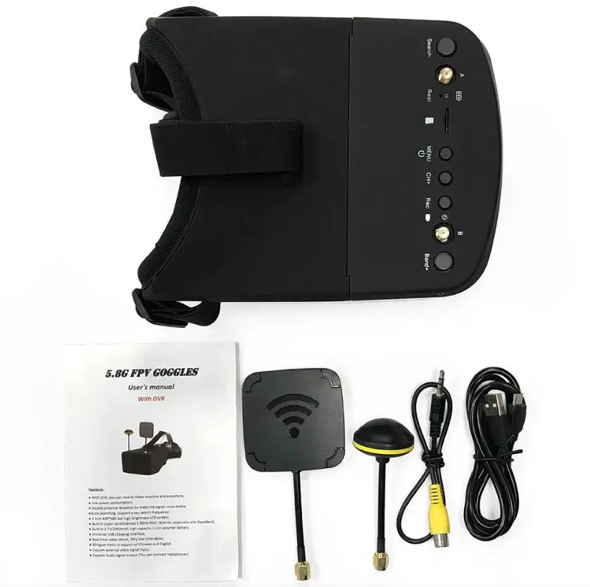 EV800D 5.8G 40CH 5 Inch 800*480 Video Headset HD DVR Diversity FPV Goggles With Battery For RC Model RC FPV Drone
