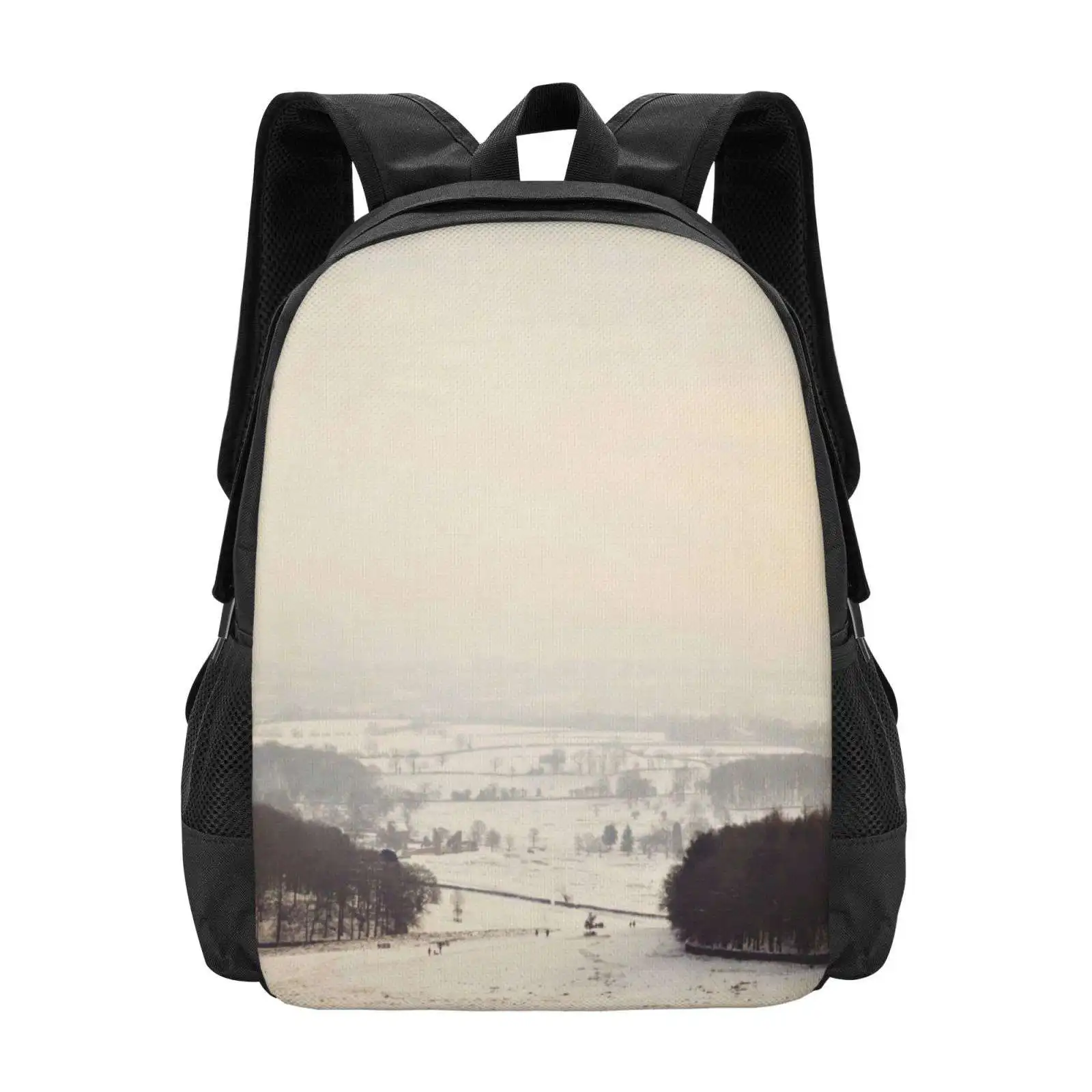 Snow Covers The Land Pattern Design Laptop Travel School Bags Trees Landscape Countryside Winter Cold Snowy Valley December