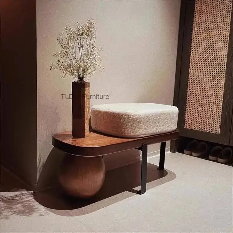 Luxury Stool Minimalist Shoe Entryway Hotel Foot Hallway Stool Foot Accent Pouf Mobile Modern Tabouret Lounge Suite Furniture