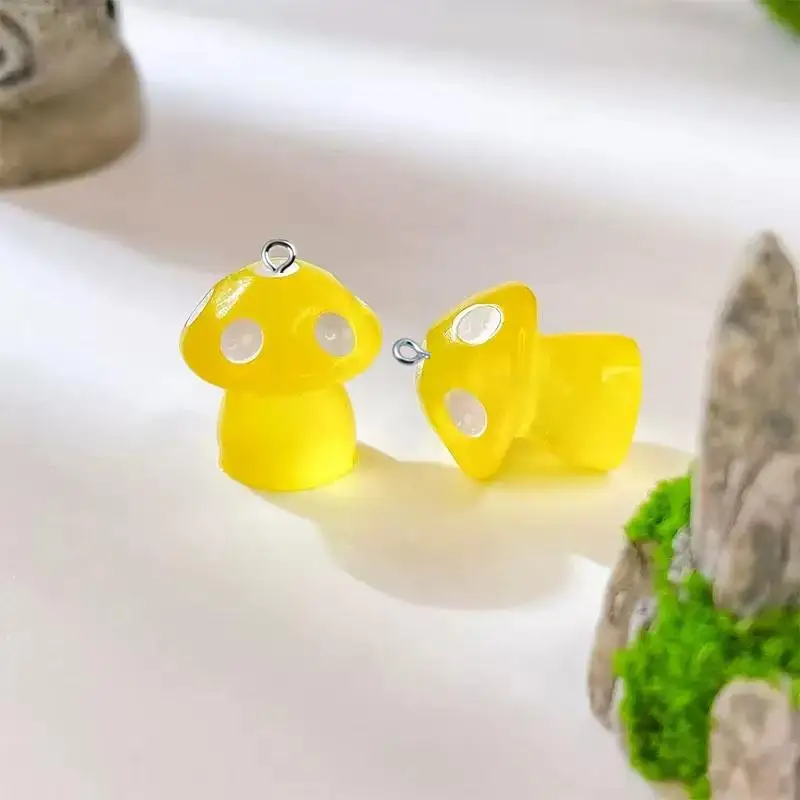 10pcs Luminous Mushroom Charms Resin Pendants For Jewelry Making Accessories DIY Earrings Necklace Keychain image 5