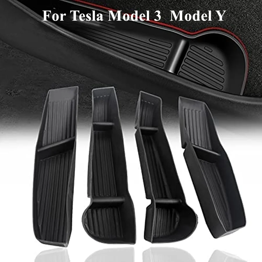 

Front Rear Door Side Organizer Tray for Tesla Y Custom TPE Door Slot Storage Box Anti-slip Waterproof Model 3 Y 2023 Accessories