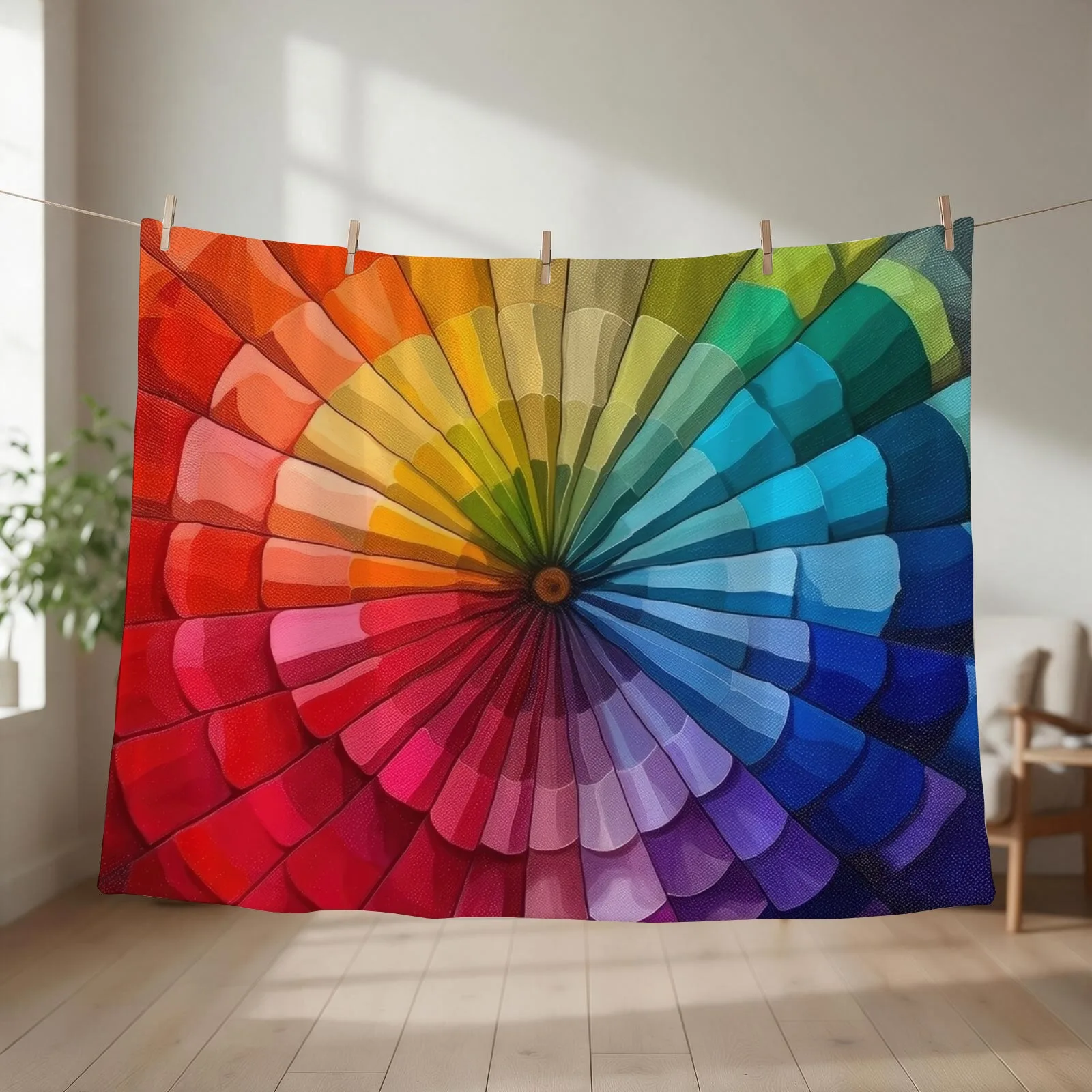 Coloring Wheel Painting Throw Blanket couch cozy soft plush fuzzy picnic outdoor blanket
