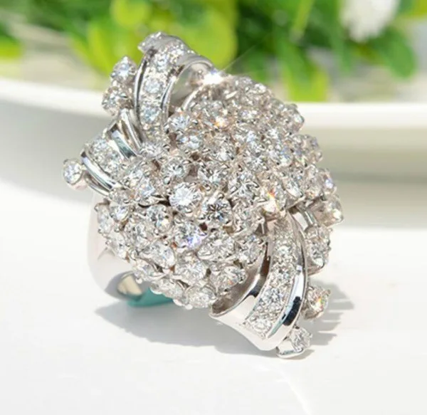 New flower inlaid zircon ring European and American cross-border e-commerce supply jewelry