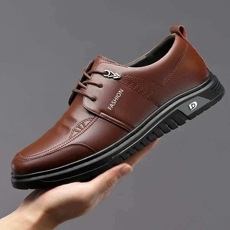 

Brand Men Leather Shoes Platform Lace Up Casuals British Style Business Social Formal Shoes for Men Zapatos De Cuero Para Hombre