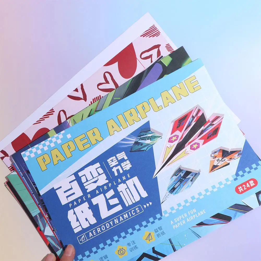 Set di carta colorata fatta a mano in carta Apprendimento artistico Set di origami per aeroplano Montessori Giocattolo per aereo di carta versatile pieghevole 3D