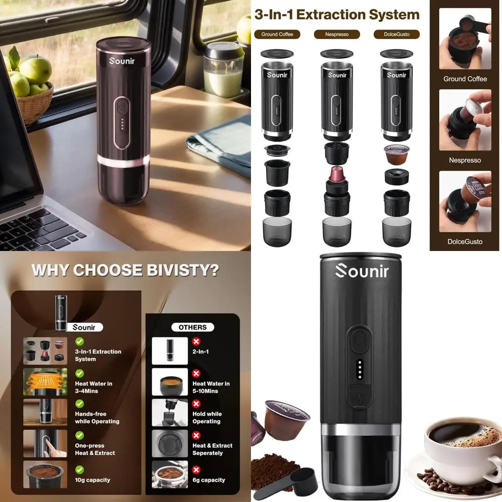 

Portable Espresso Machine for Travel, Camping, Outdoor, Office - Self-Heating, Type C Charger, Compatible with NS Capsules and G